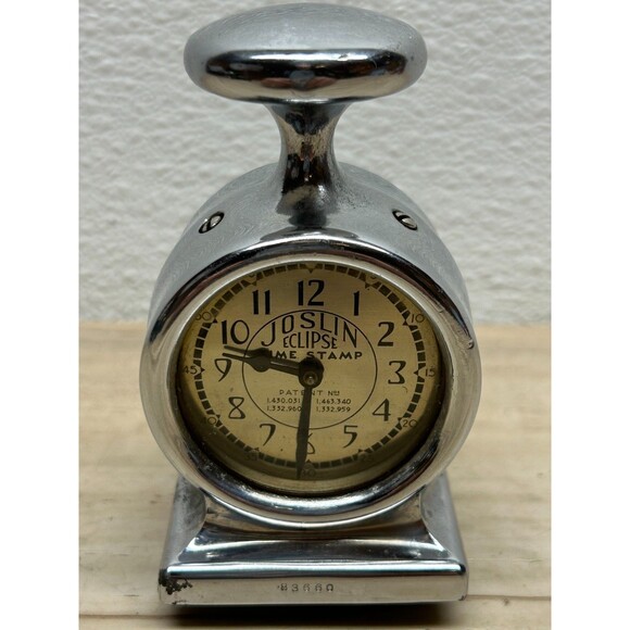 Vtg 1950s A.D. Joslin Eclips MFG. Lawyers Desctop Time Stamp Clock Made In USA